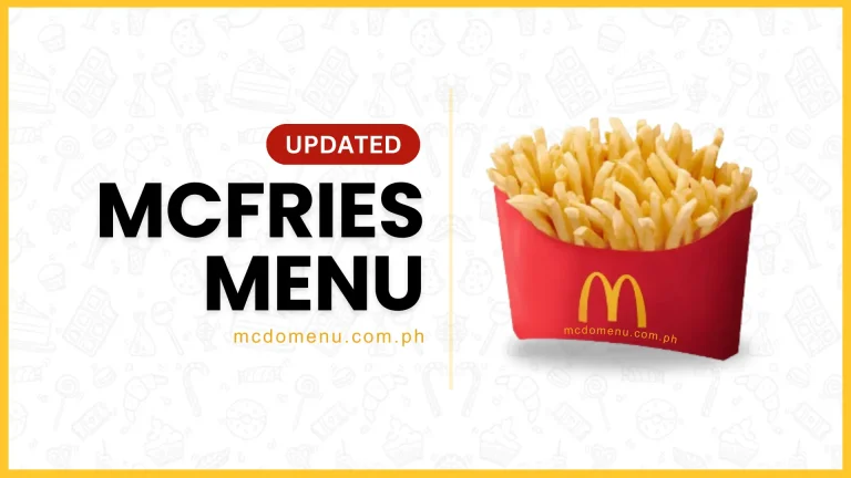 McDo French Fries Menu Price list PH