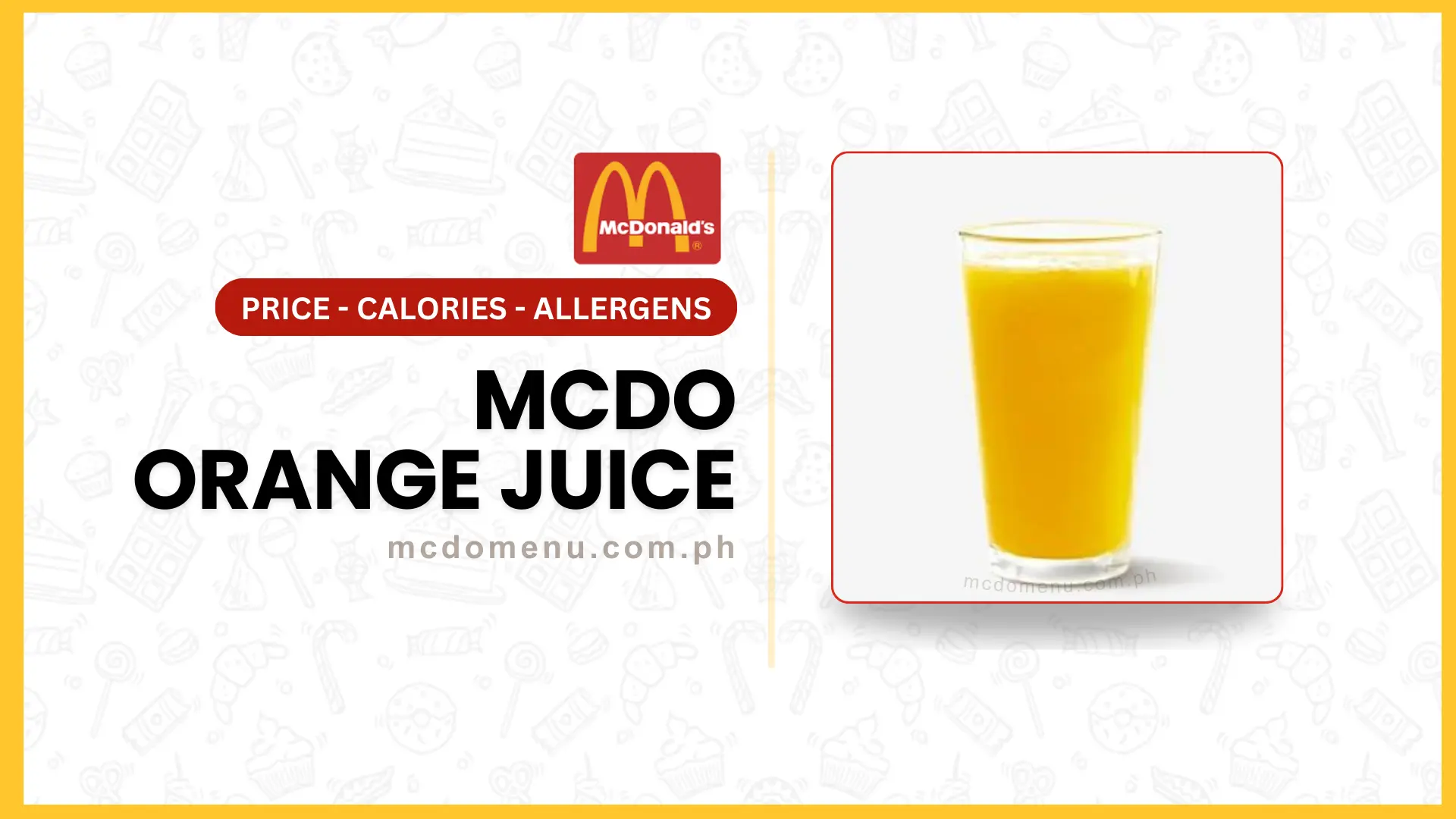 McDonald s Orange Juice Price Calories Allergens